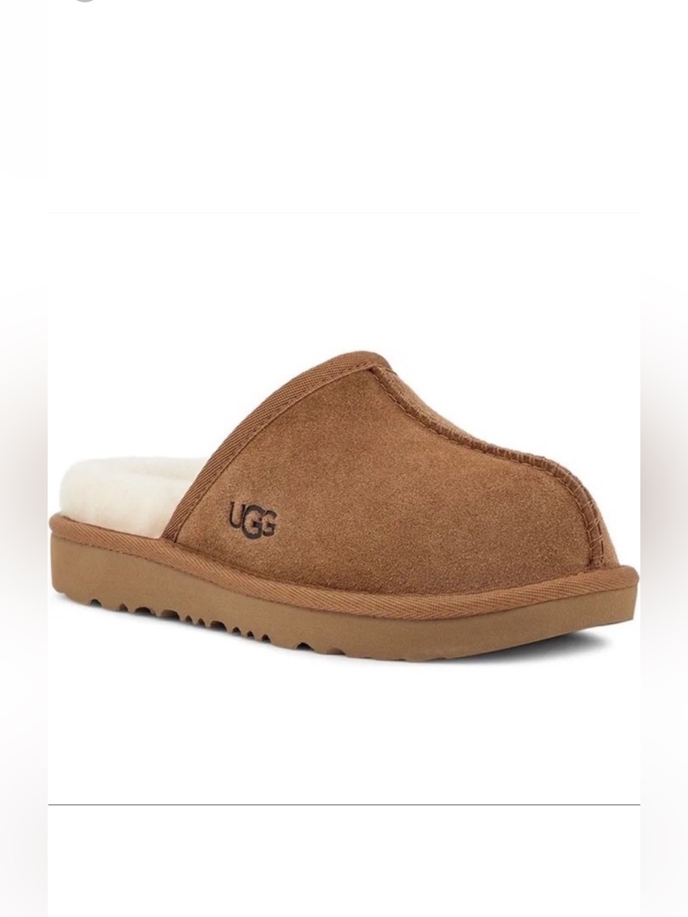 UGG Keegan Chestnut Shearling Slide Slippers Kids 13M Suede Leather NWT Cozy